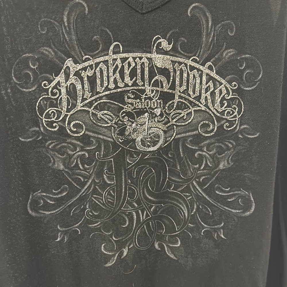 Black Graphic Tee with Silver Design
